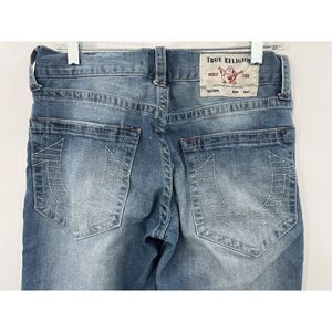 True Religion Men's Geno Biker Moto Distressed Slim Jeans Rips in Size 29X28.5‎
